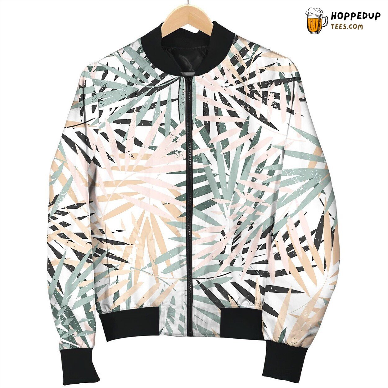 Tropical Palm Leaves Seamless Pattern Happy Bomber Jacket
