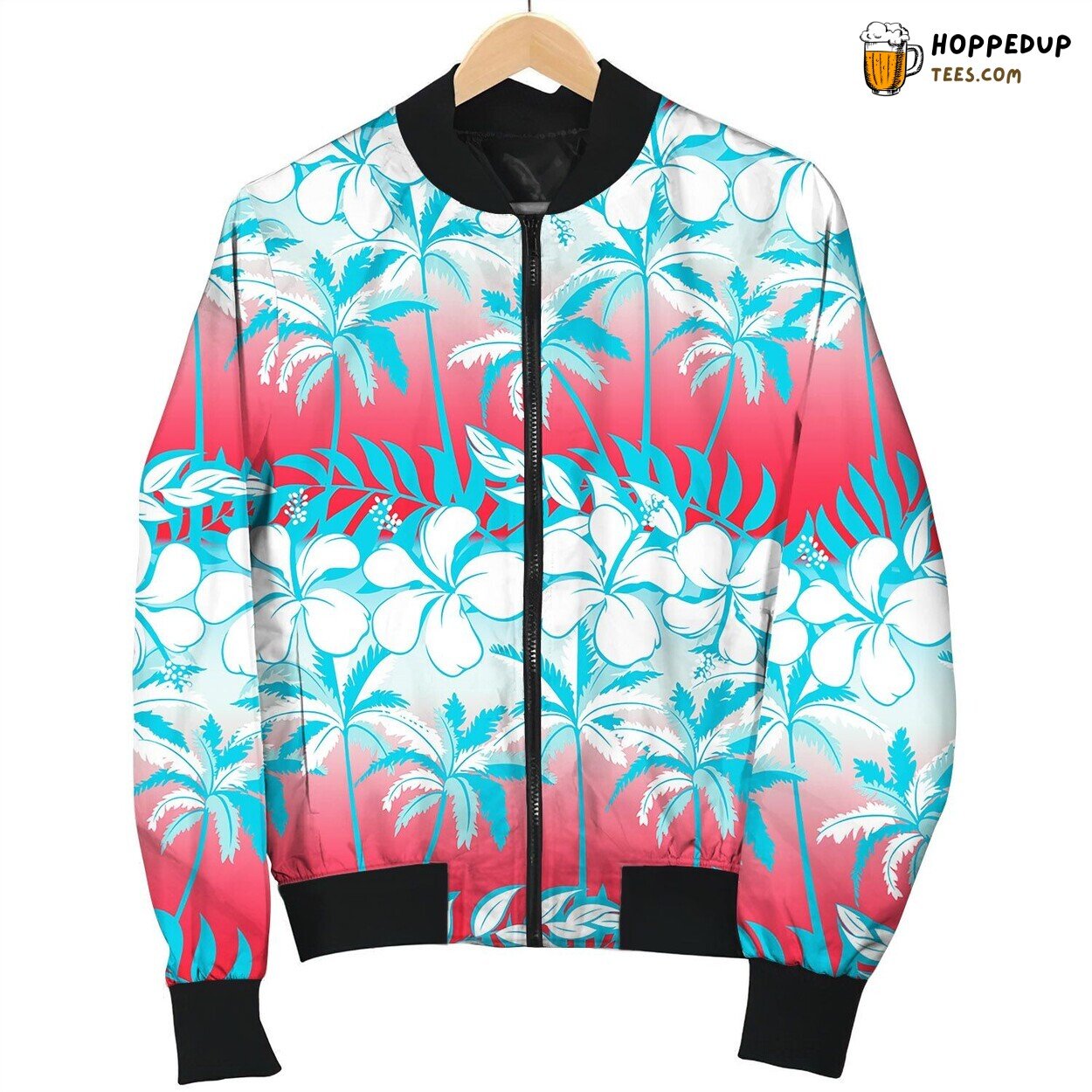 Tropical Palm Tree With Hibiscus Flowers And Palms Bomber Jacket