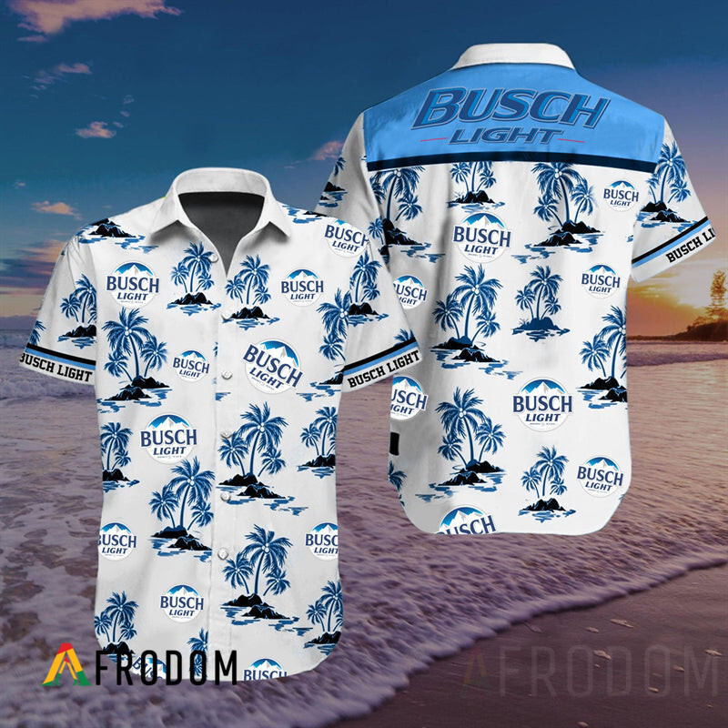 Tropical Palms Busch Light Hawaii Button Shirt HU