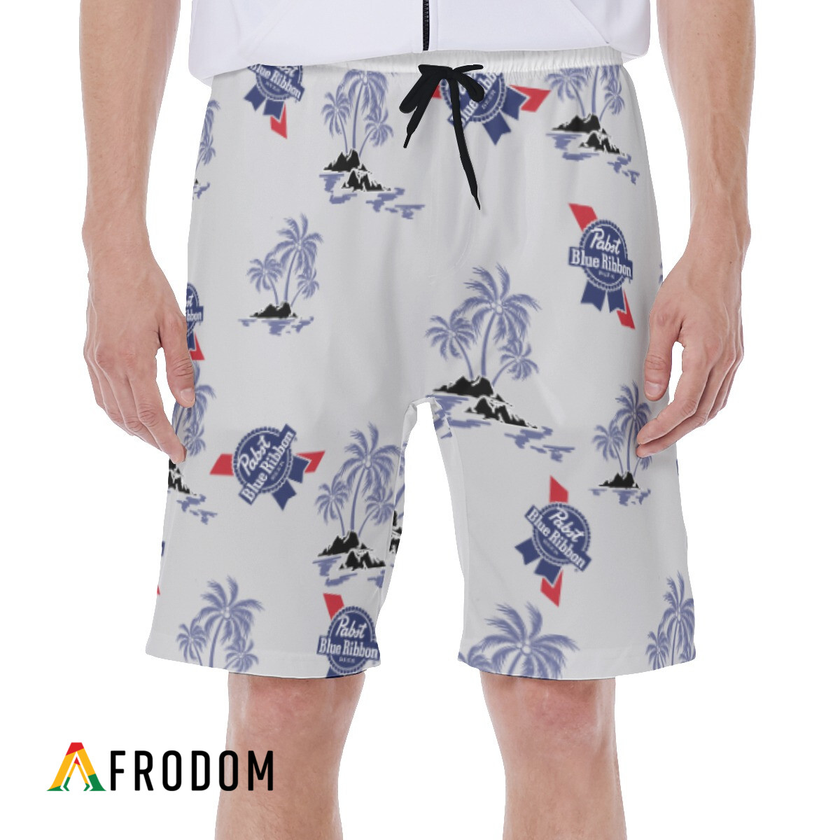 Tropical Palms Pabst Blue Ribbon Hawaii Shorts PBR Swim Trunks HU