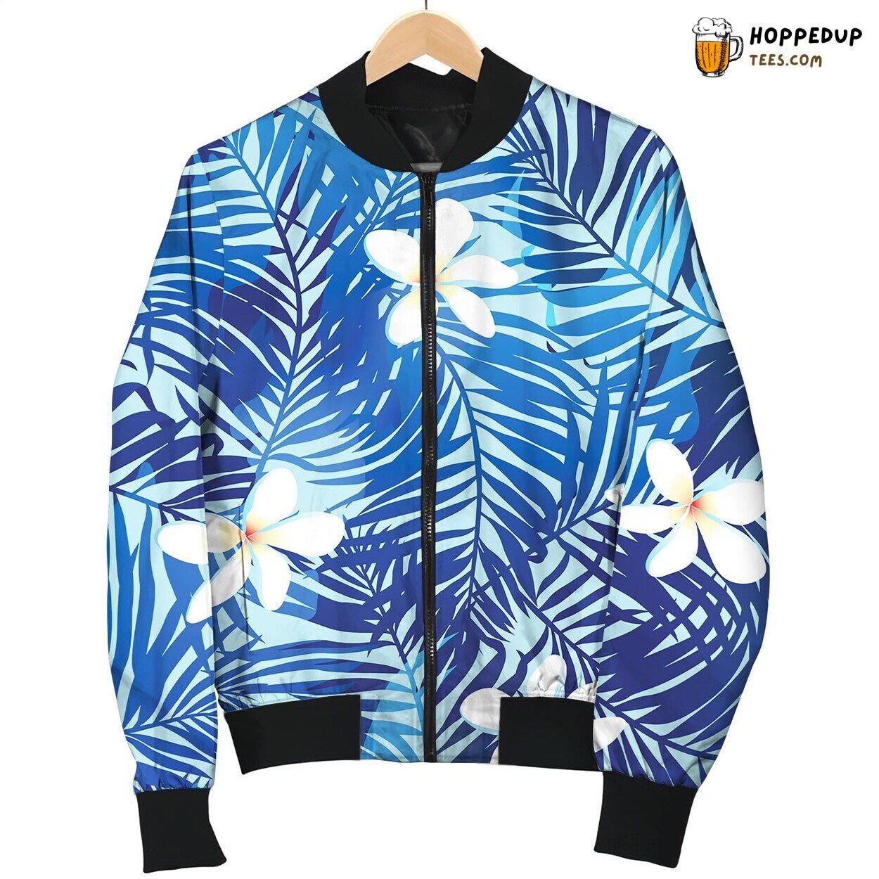 Tropical Palms Seamless Pattern In Blue Bomber Jacket