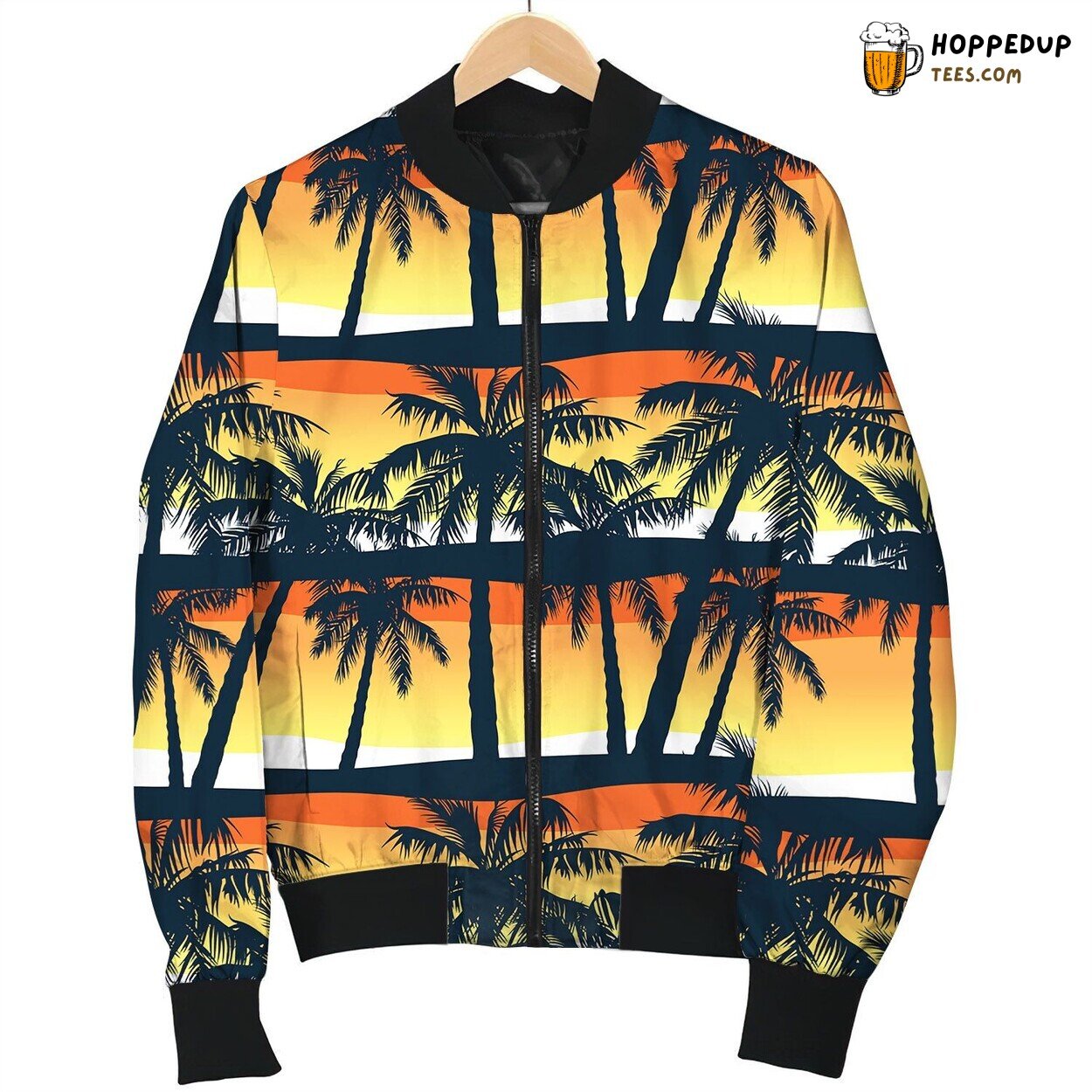 Tropical Palms Trees At Sunset In A Seamless Bomber Jacket