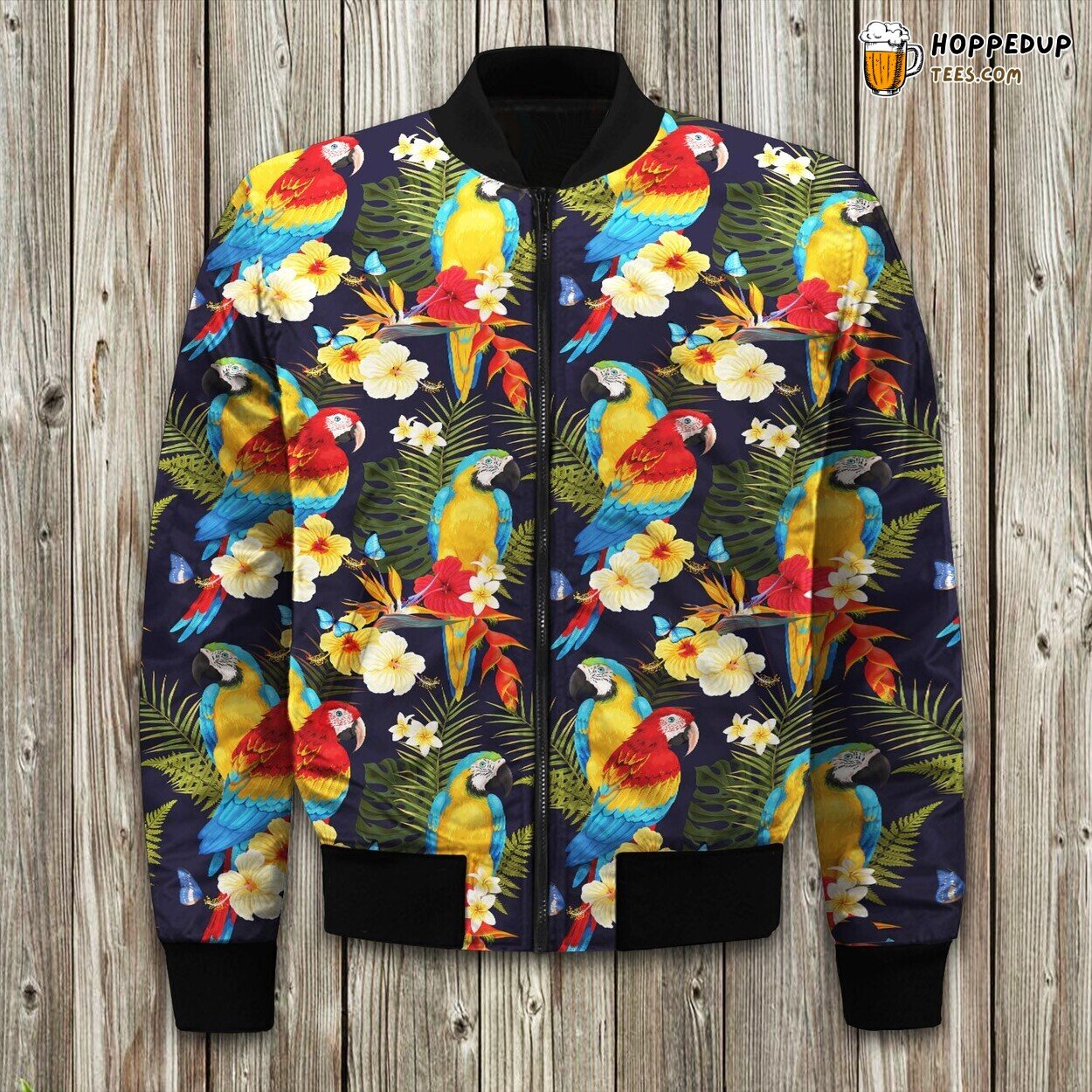 Tropical Parrot Colorful Bomber Jacket