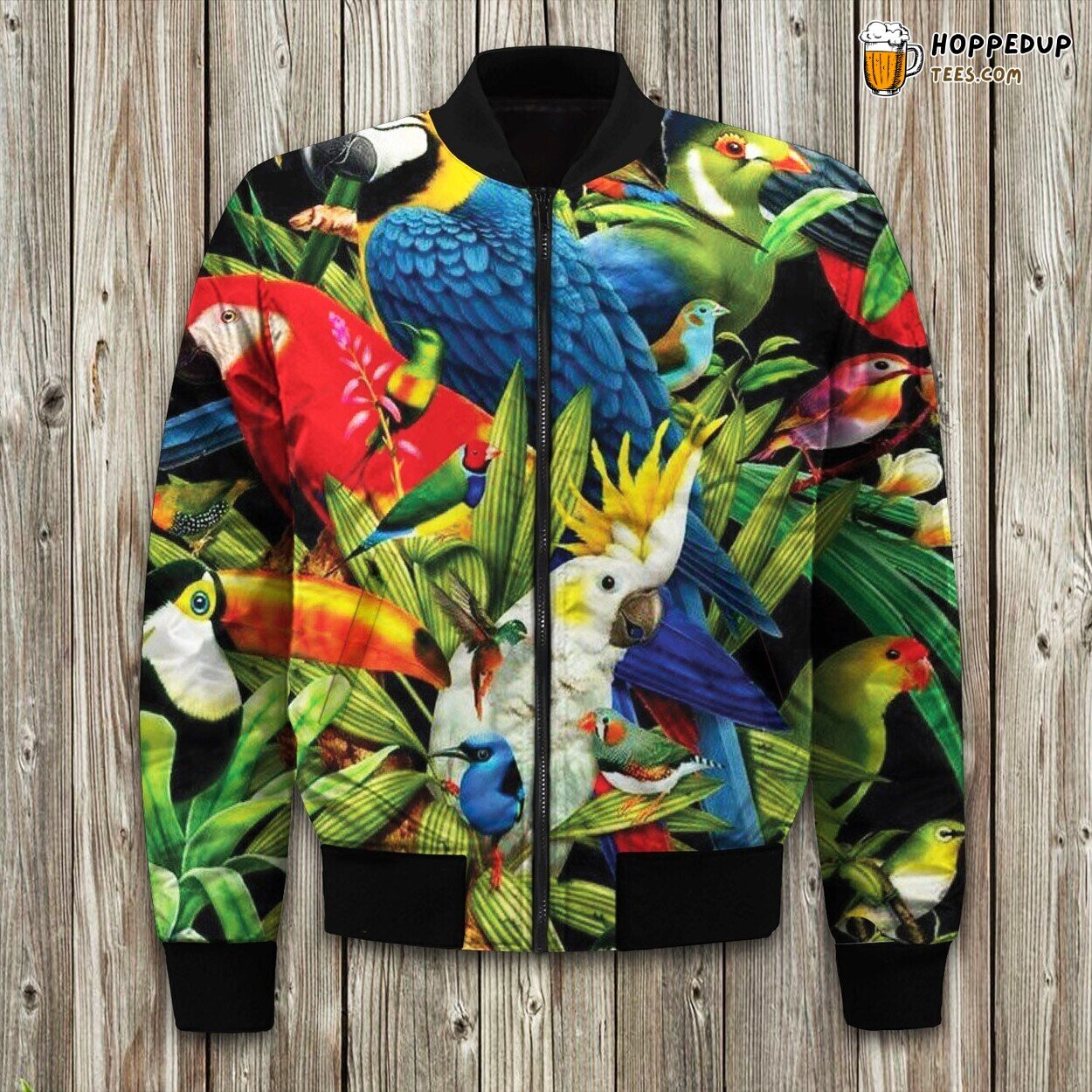 Tropical Parrot Design Cozy Winter Bomber Jacket Unique Look