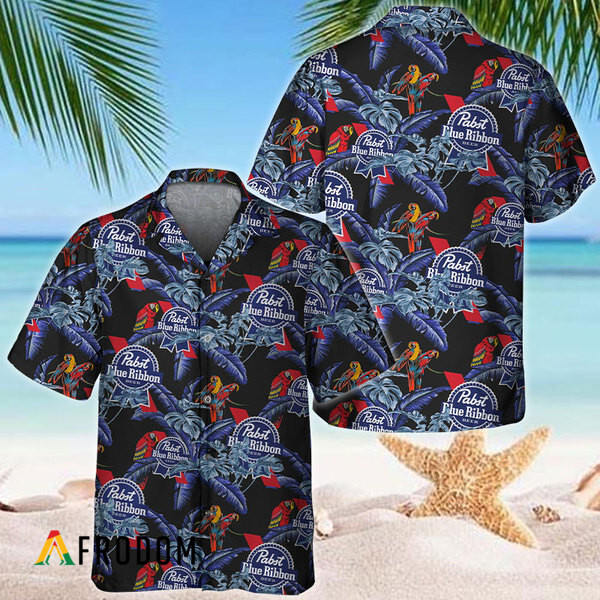 Tropical Parrot Pabst Blue Ribbon Hawaiian Shirt HU