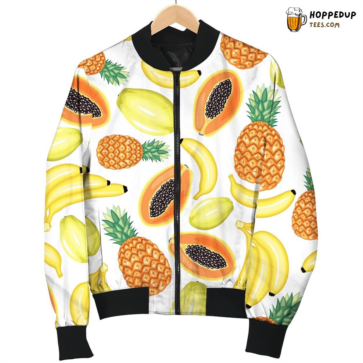 Tropical Pattern Fruit Bomber Jacket