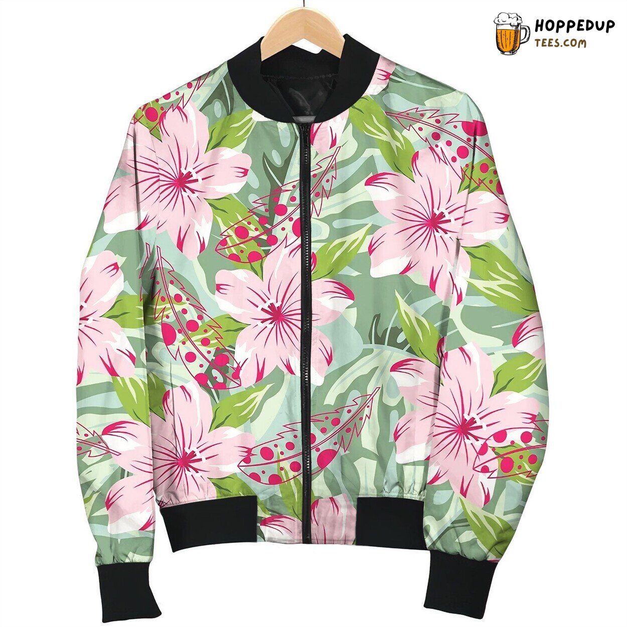 Tropical Pattern With Feathers Bomber Jacket