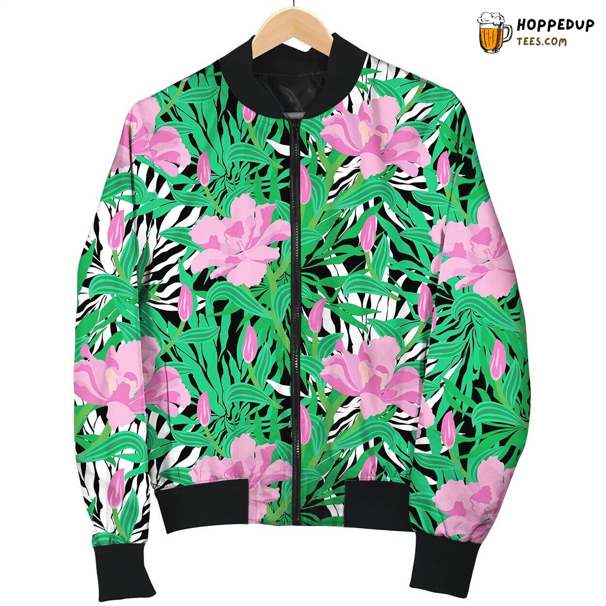Tropical Pattern With Jungle Flowers Bomber Jacket