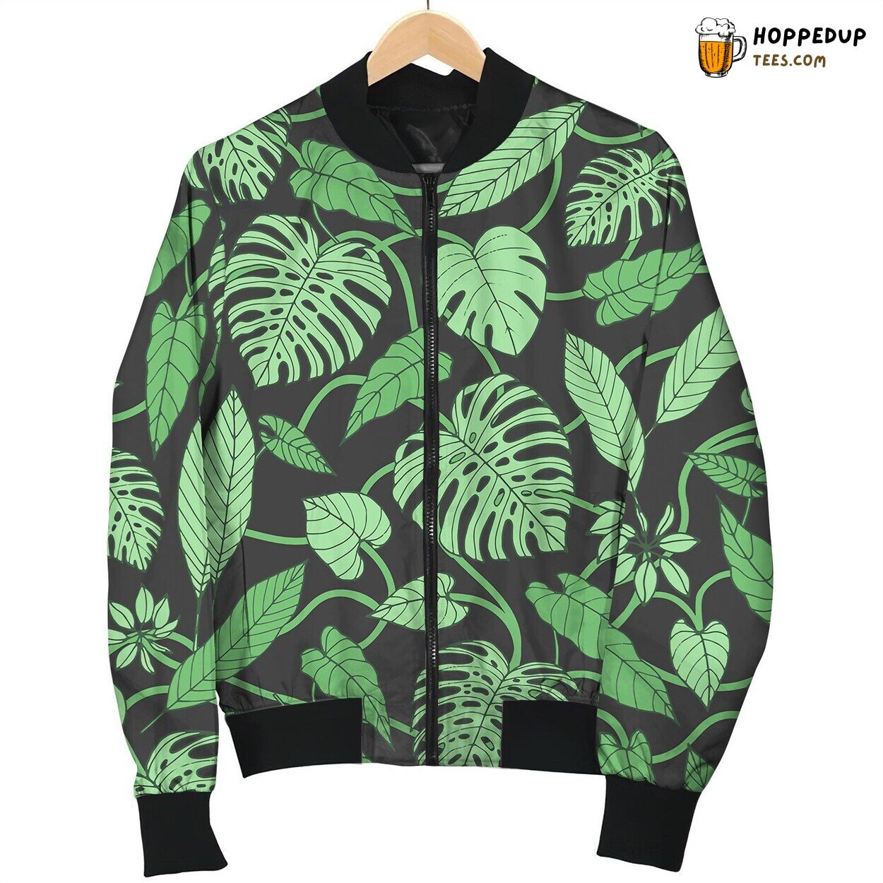 Tropical Pattern With Monstera Leaves Bomber Jacket