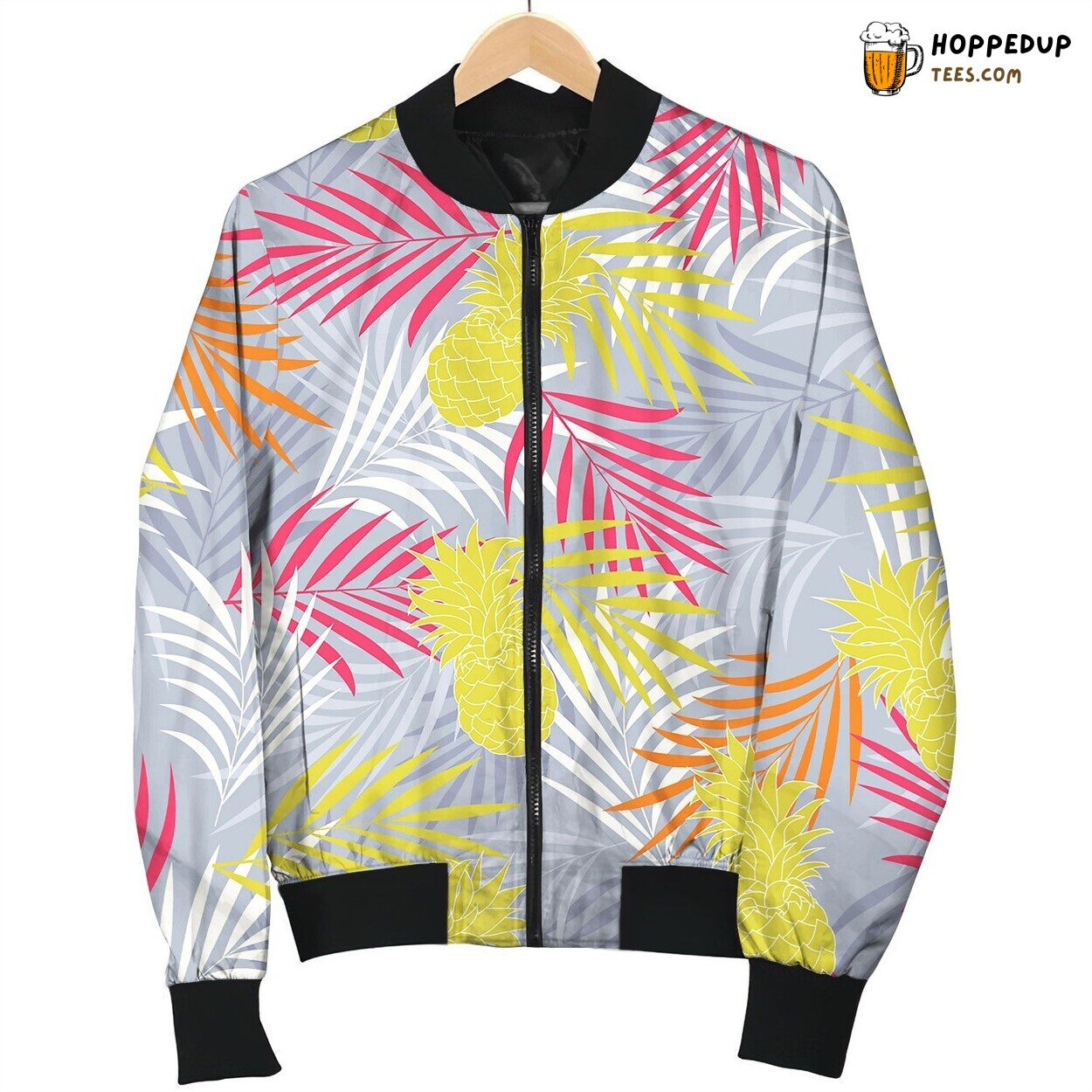 Tropical Pattern With Pineapple Bomber Jacket