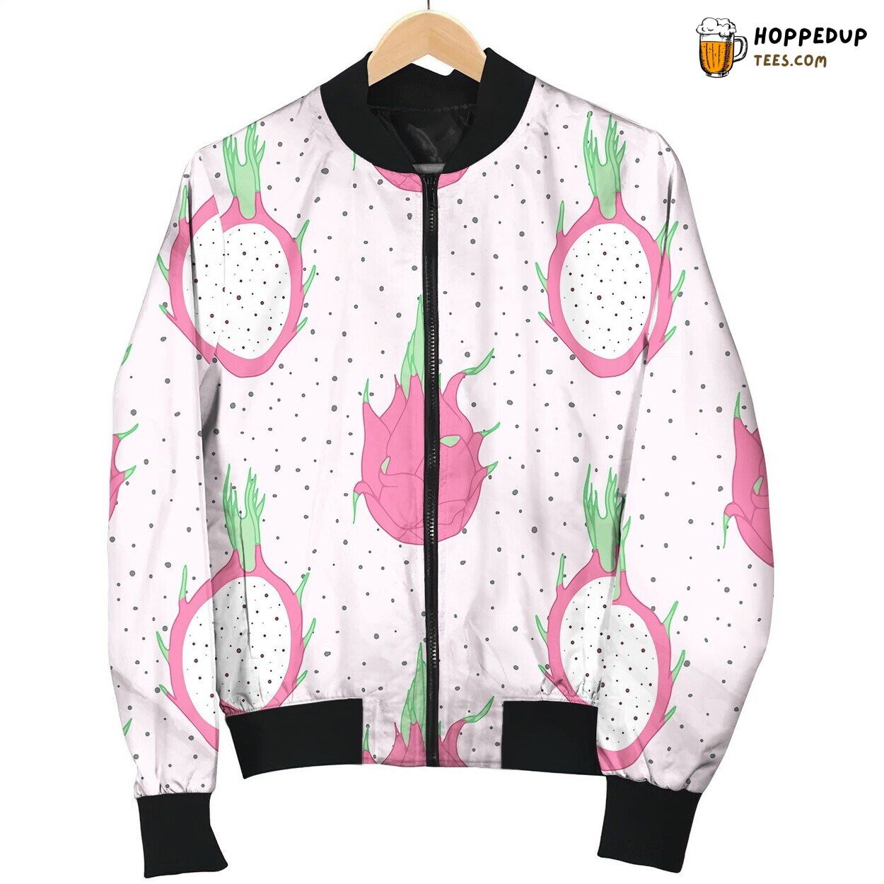 Tropical Pattern With Pink Dragon Fruit Pitahaya Bomber Jacket