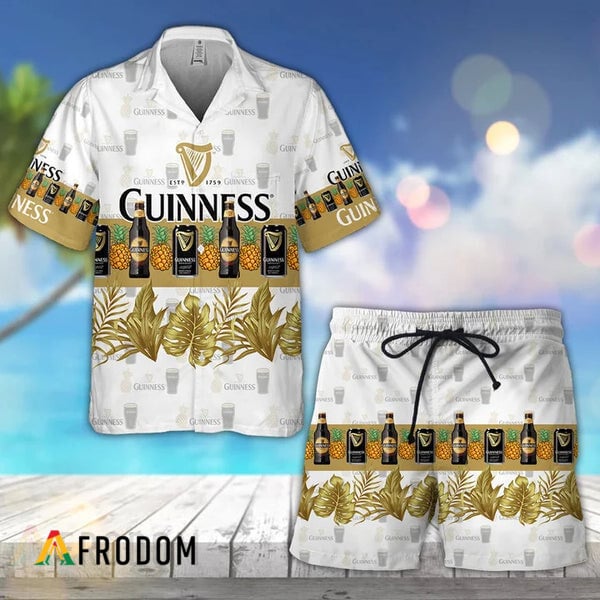 Tropical Pineapple Guinness Beer Hawaiian Shirt And Shorts Set HU