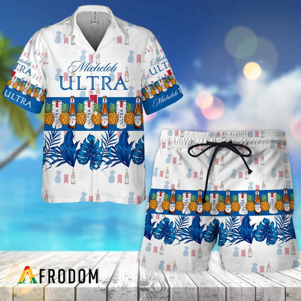 Tropical Pineapple Michelob Ultra Hawaiian Shirt And Shorts Set HU