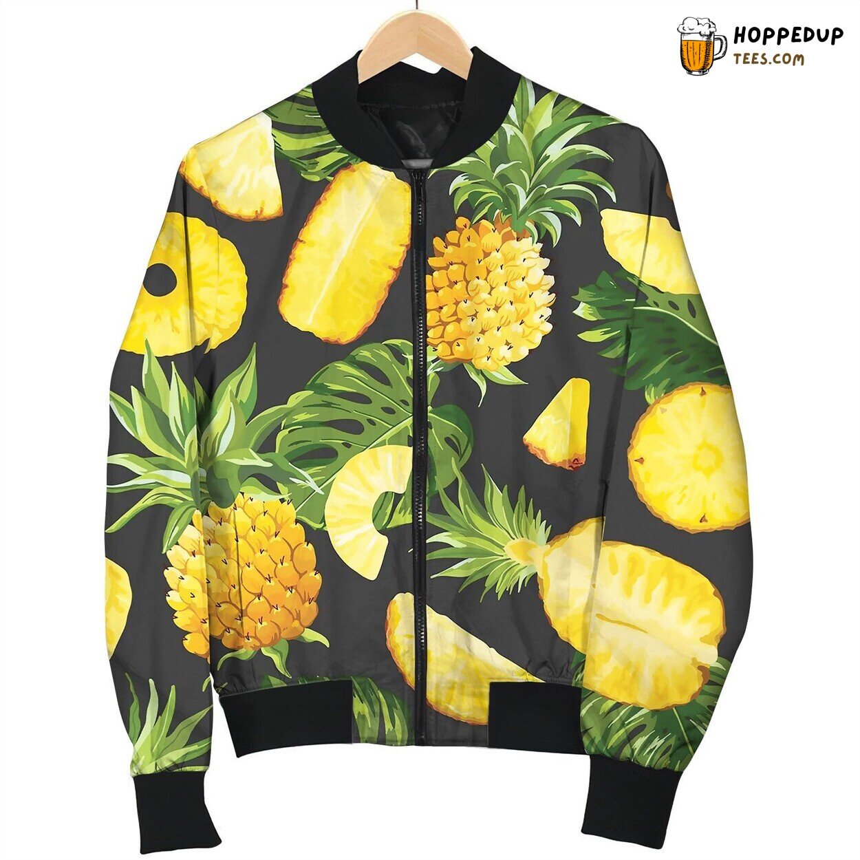 Tropical Pineapple Palm Leaves Bomber Jacket