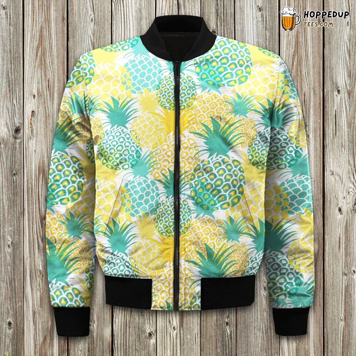 Tropical Pineapple Pop Design Winter Bomber Jacket Fruit Lover’s Touch