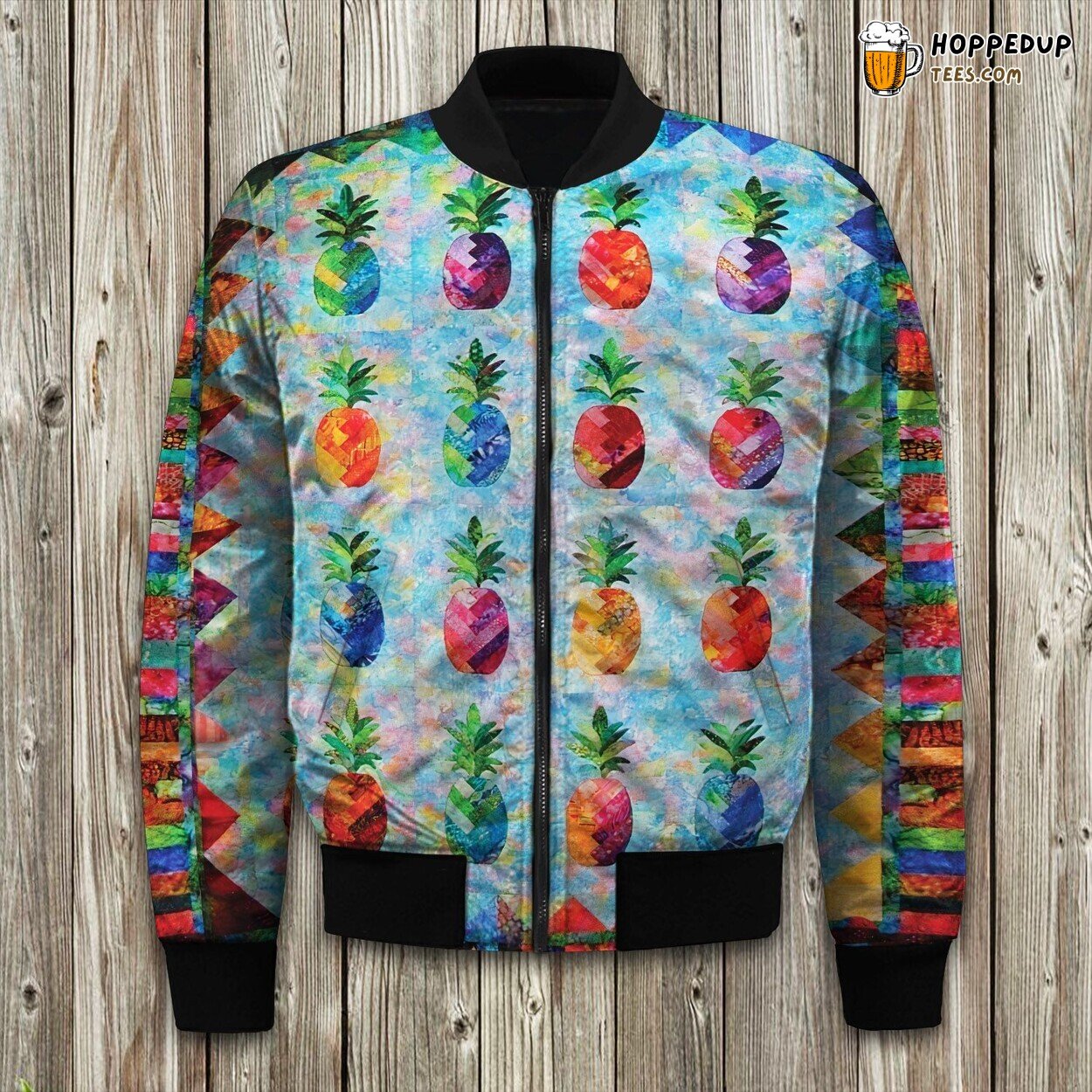 Tropical Pineapple Themed Winter Bomber Jacket Fusion of Style Warmth