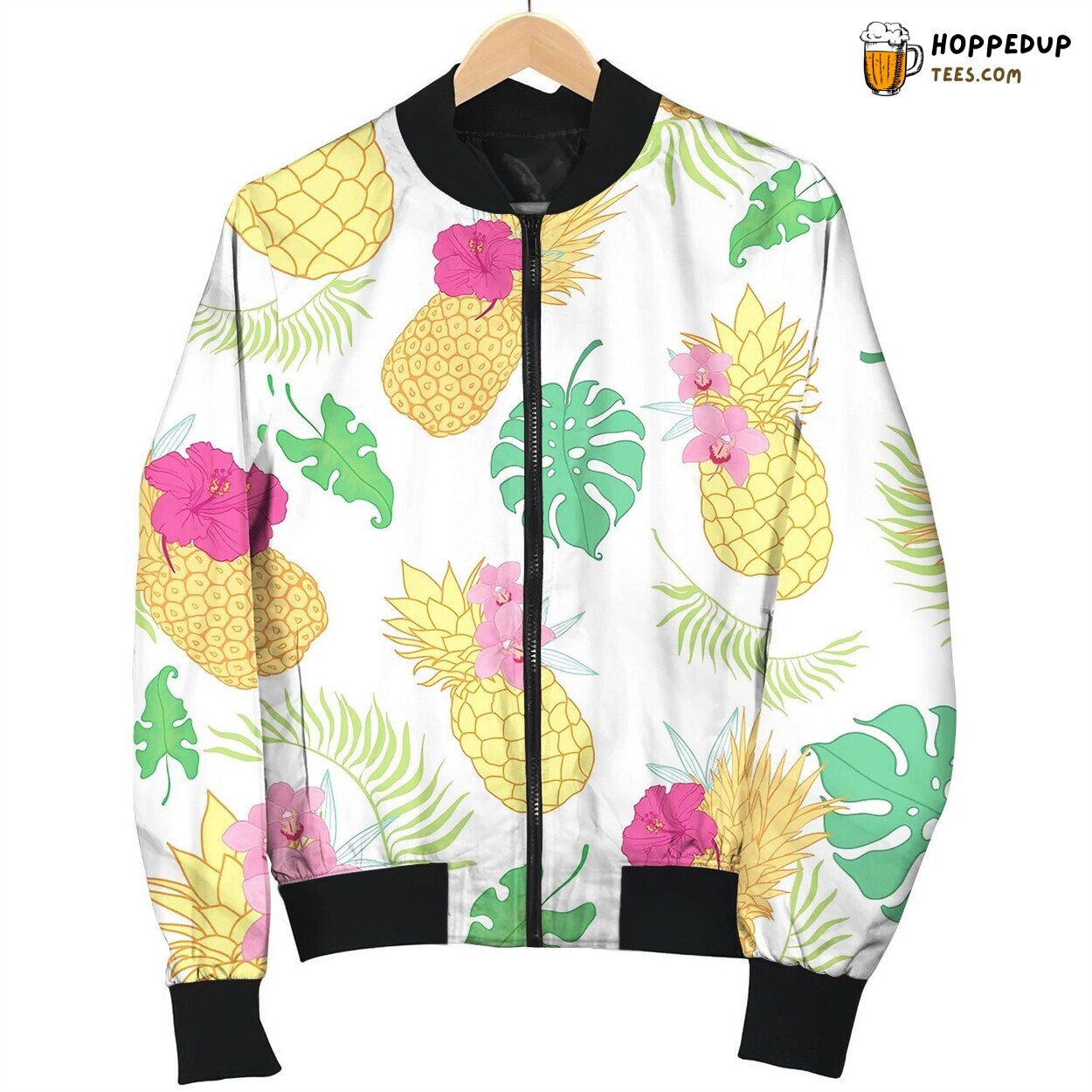 Tropical Pineapples Seamless Repeat Pattern Bomber Jacket