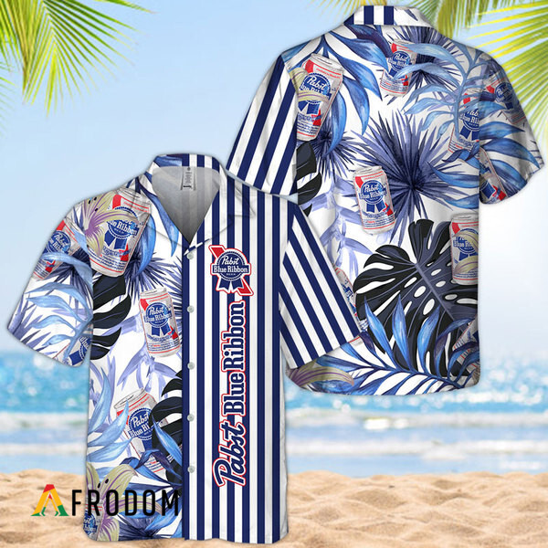 Tropical Plant Leaf Pabst Blue Ribbon Hawaiian Shirt HU