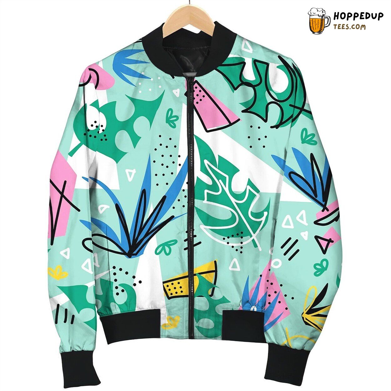 Tropical Plants Collage Seamless Bomber Jacket