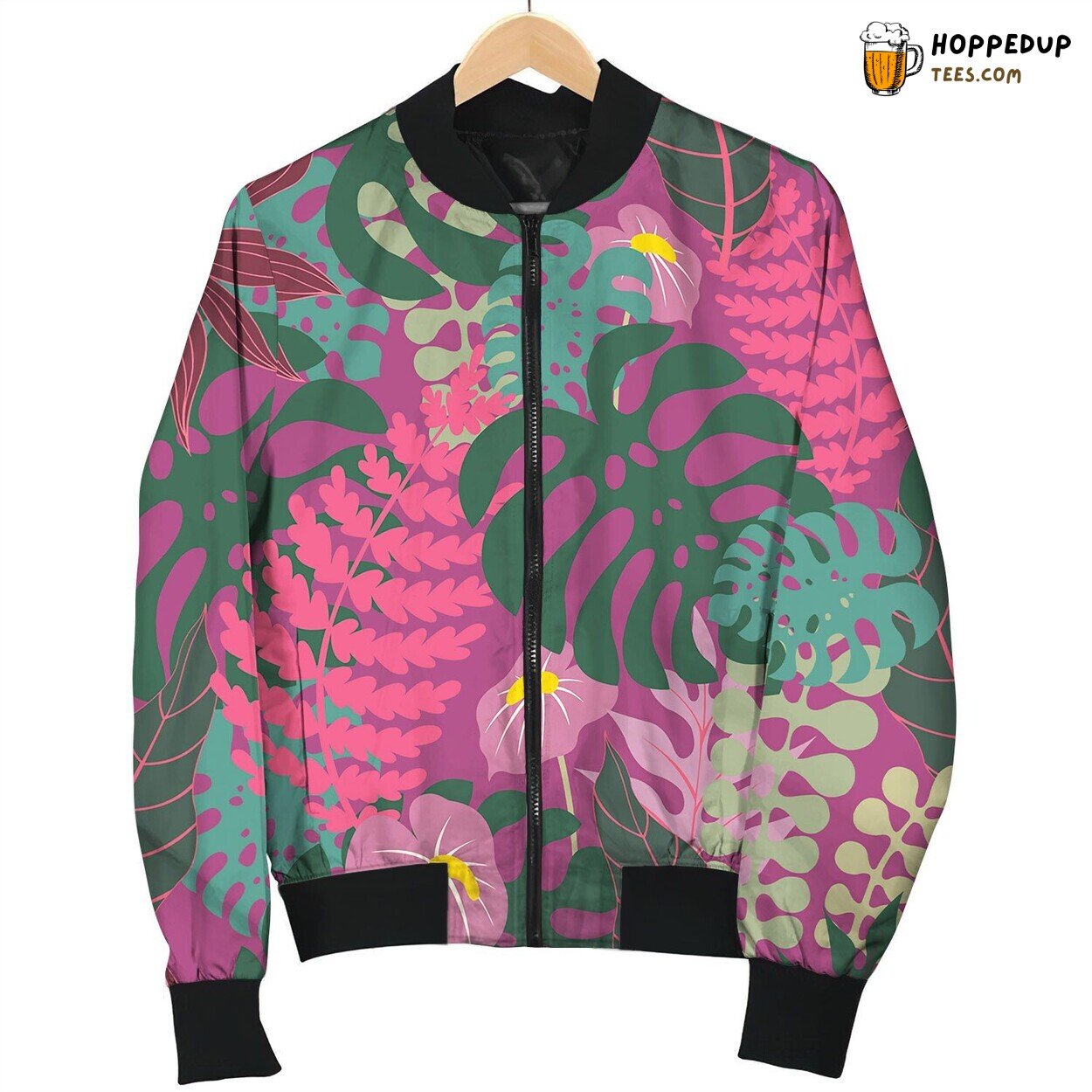 Tropical Plants Seamless Pattern Happy Bomber Jacket