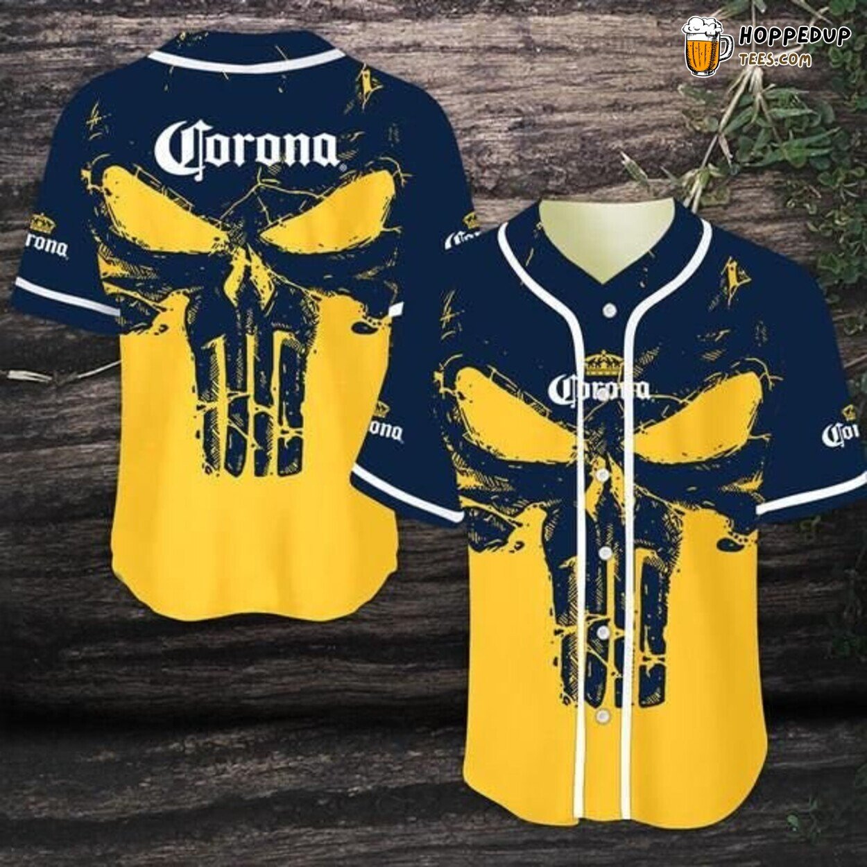 Tropical Retro Skull Corona Beer Branded Baseball Jersey