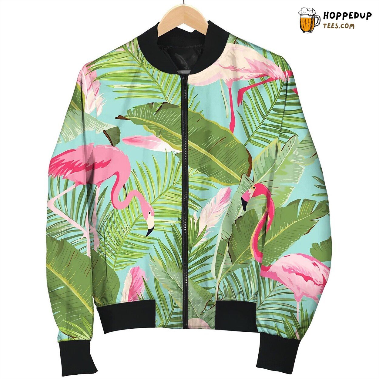 Tropical Seamless Flamingo And Summer Bomber Jacket