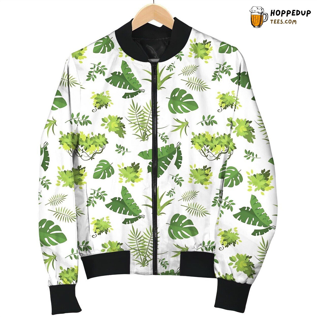 Tropical Seamless Pattern Jungle Exotic Leaves Bomber Jacket