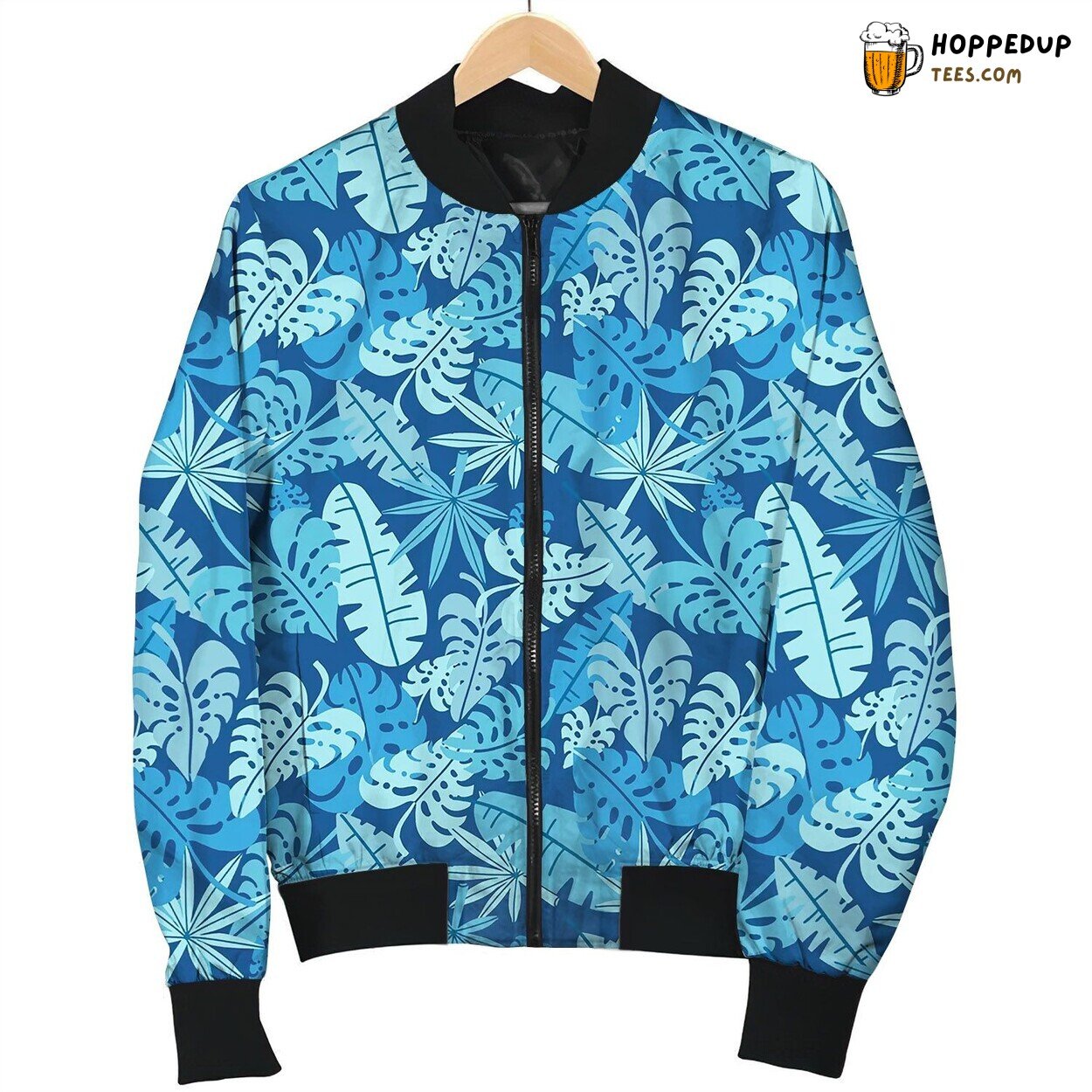 Tropical Seamless Pattern Palm Leaves Floral Bomber Jacket