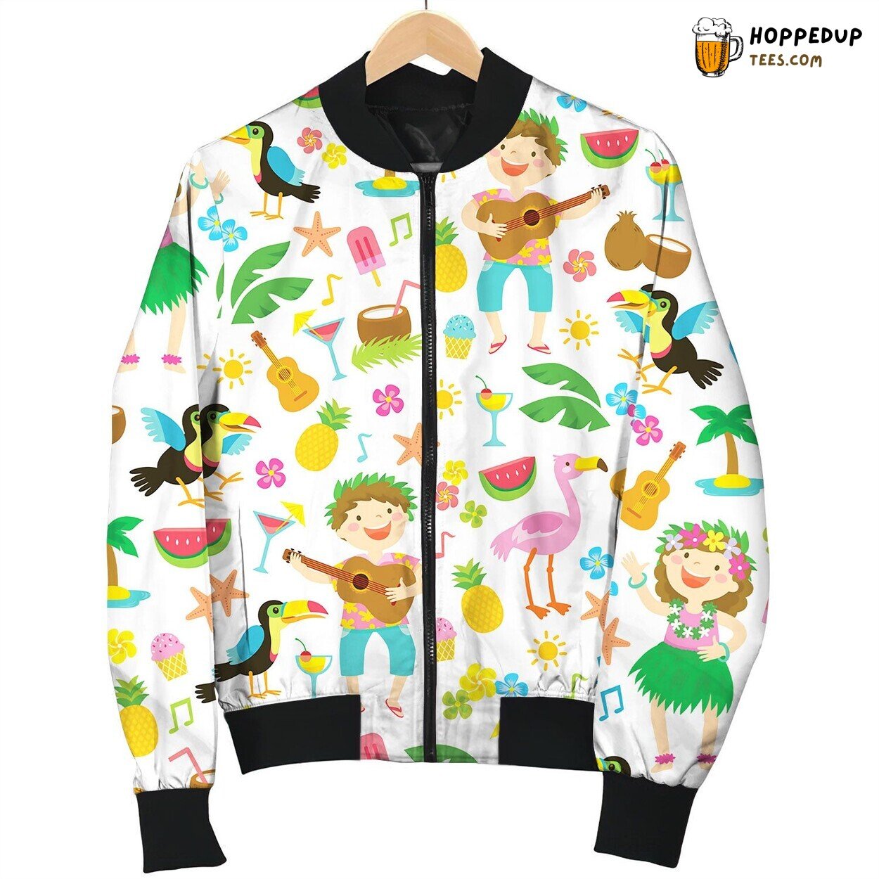 Tropical Seamless Pattern Sand Bomber Jacket