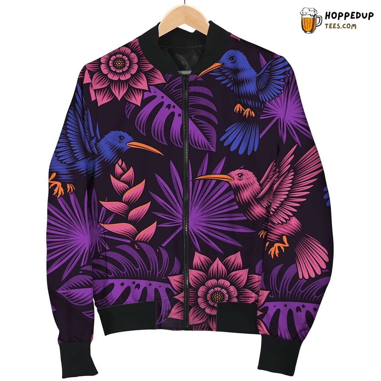 Tropical Seamless Pattern With Beautiful Exotic Bomber Jacket