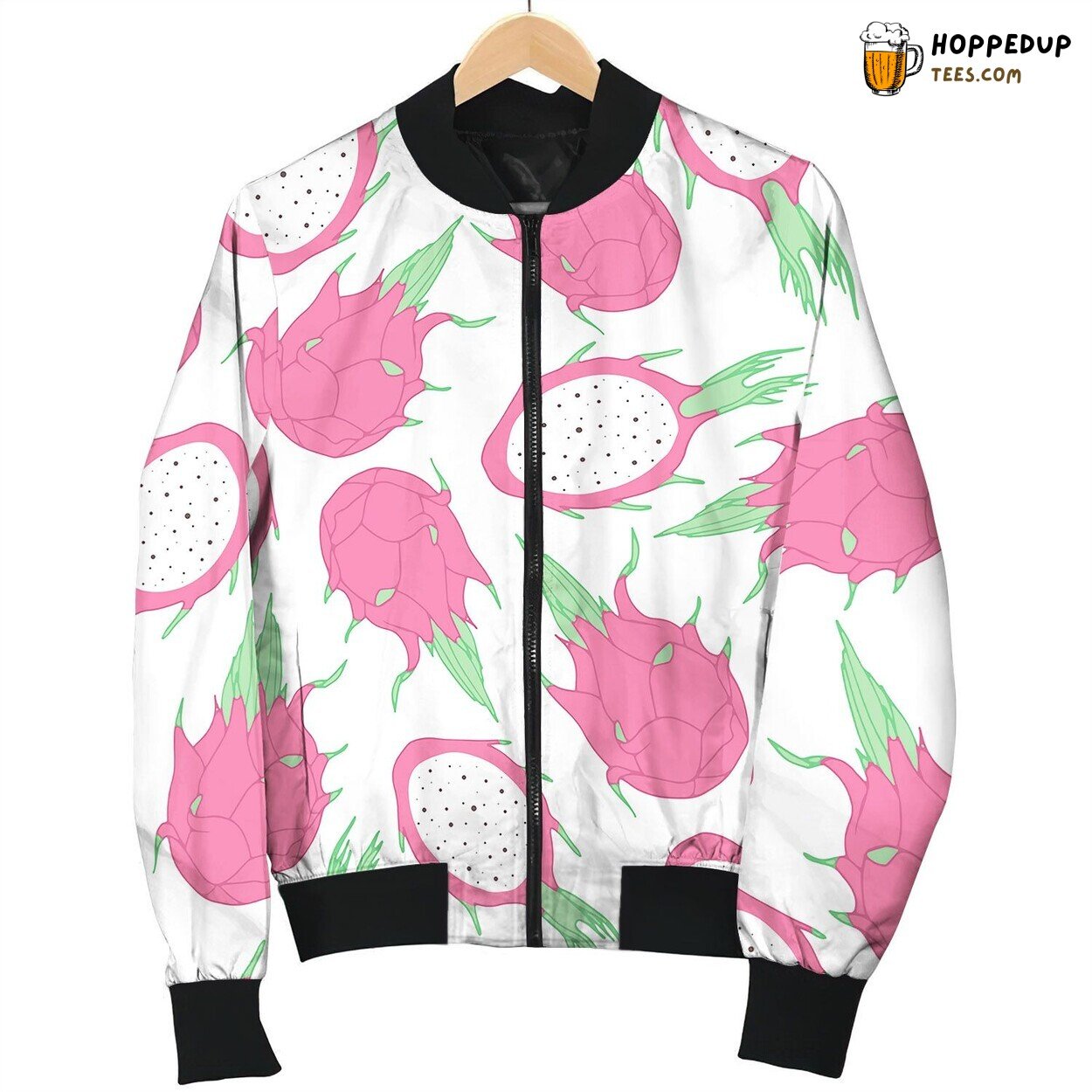 Tropical Seamless Pattern With Dragon Fruit Bomber Jacket
