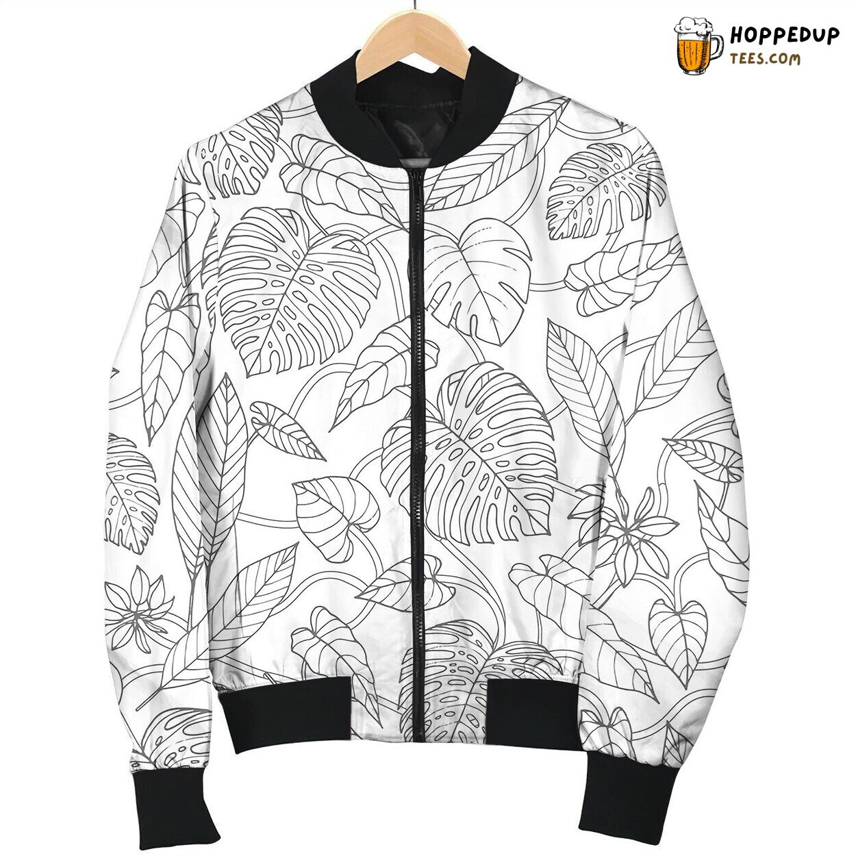 Tropical Seamless Pattern With Lianas Monstera Bomber Jacket