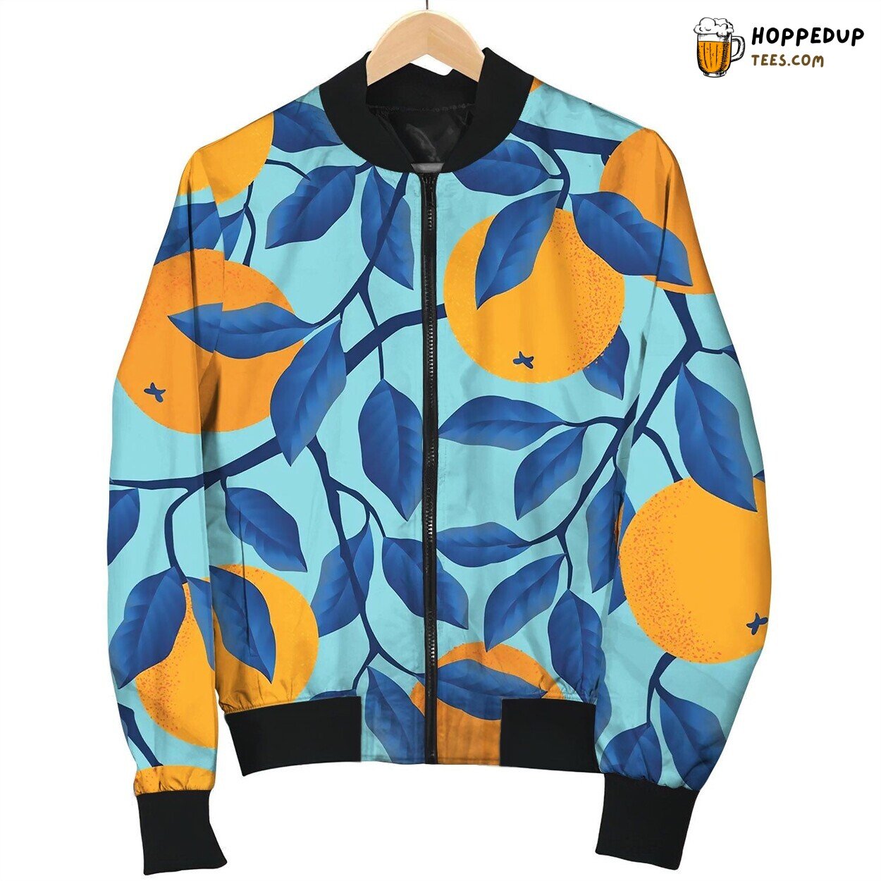 Tropical Seamless Pattern With Oranges Fruit Bomber Jacket