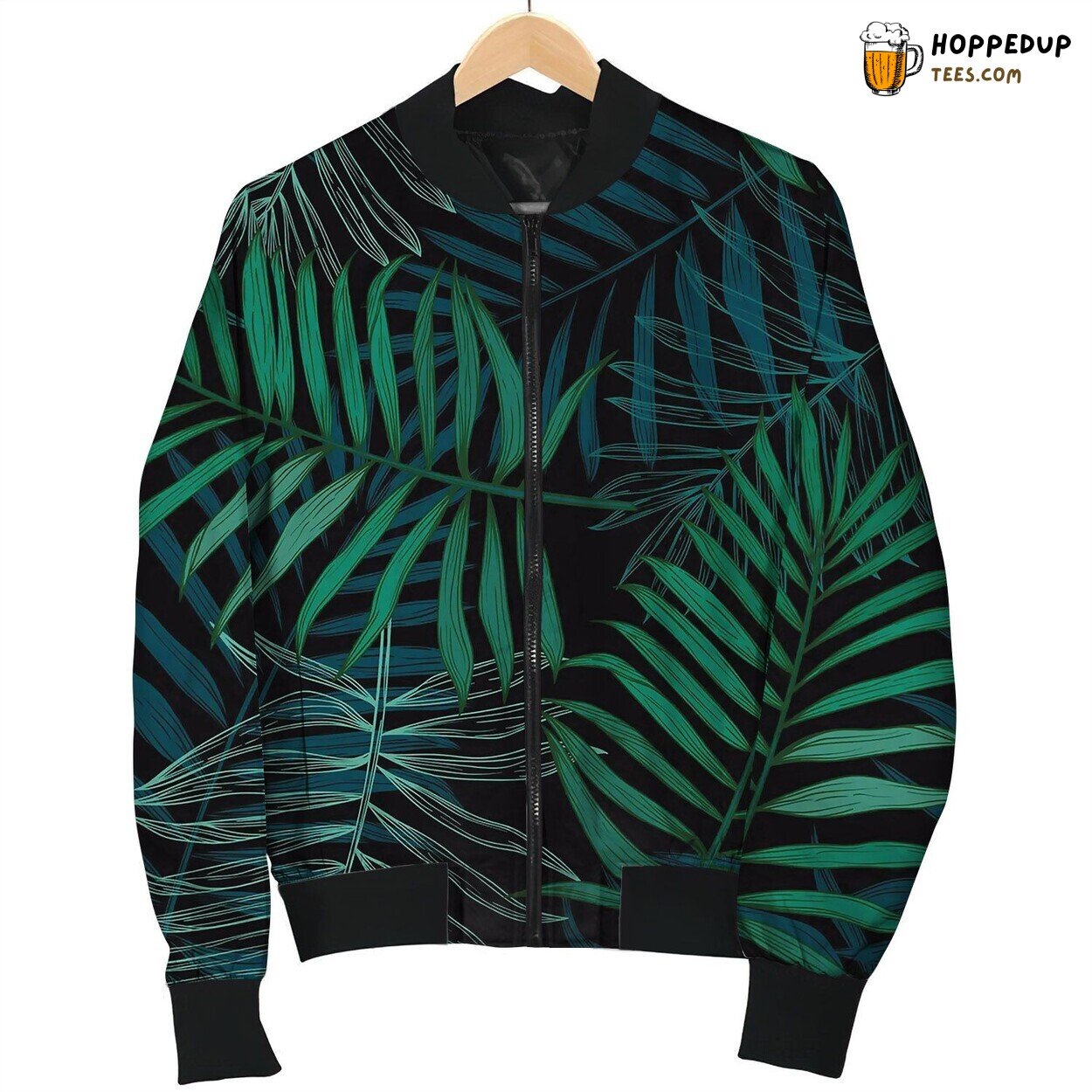 Tropical Seamless Pattern With Palm Leaves Modern Bomber Jacket