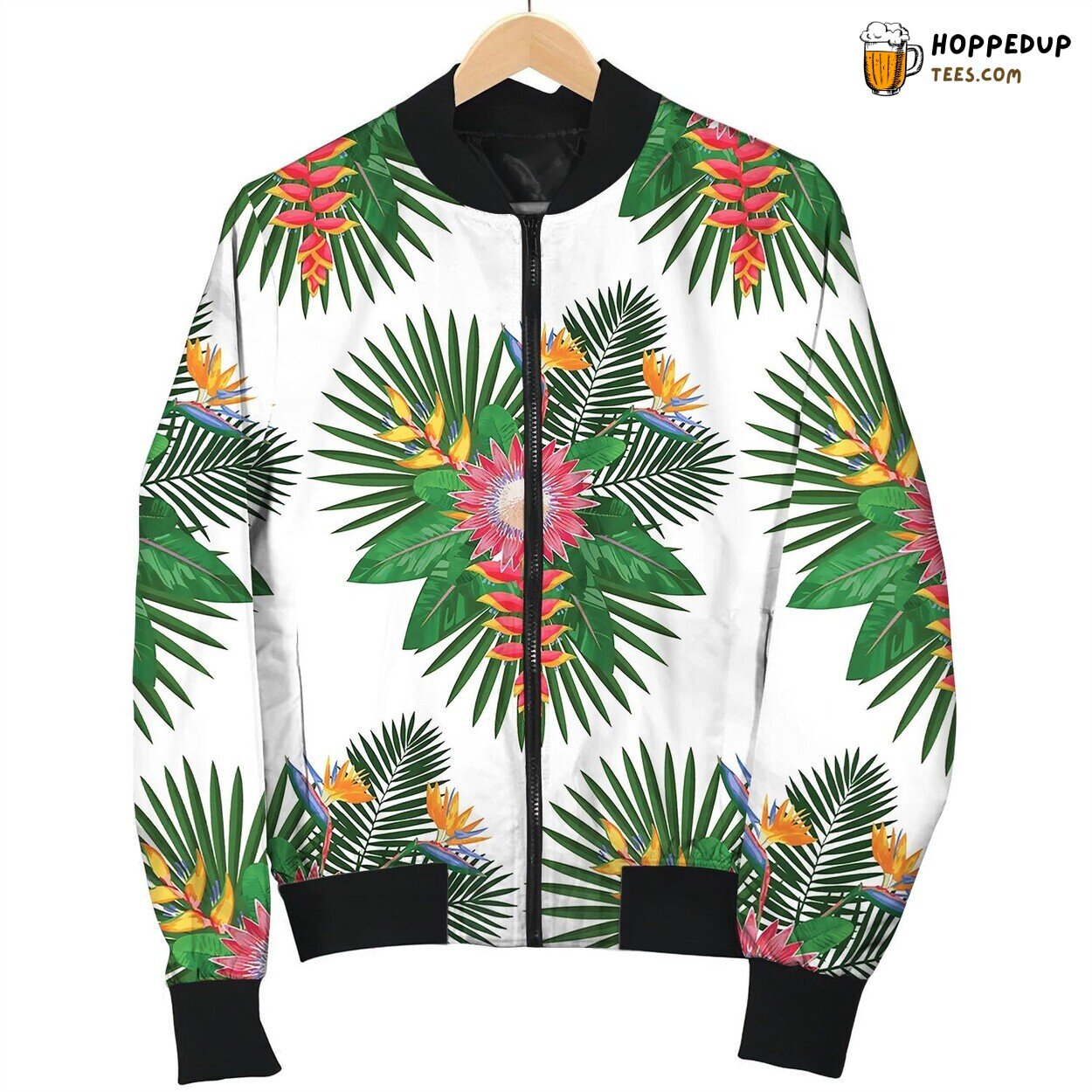 Tropical Seamless Pattern With Protea Bomber Jacket