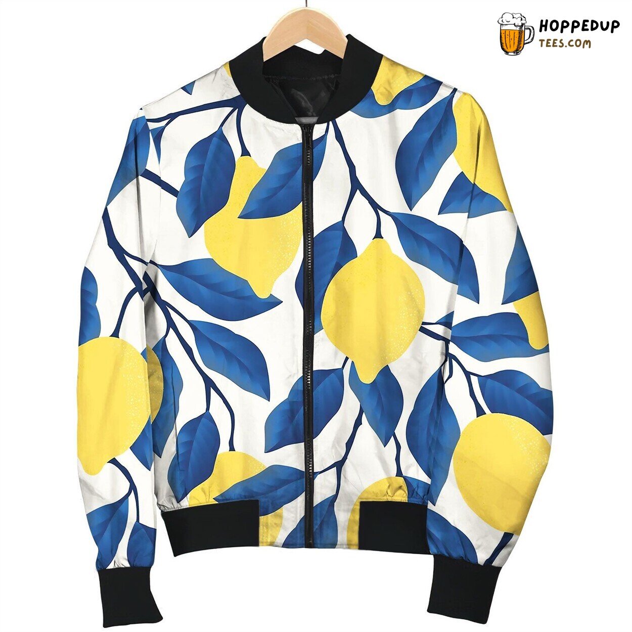 Tropical Seamless Pattern With Yellow Lemons Bomber Jacket