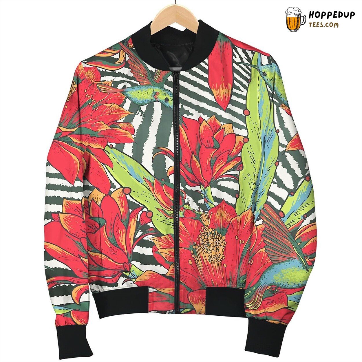 Tropical Seamless Vintage Floral Pattern Bomber Jacket