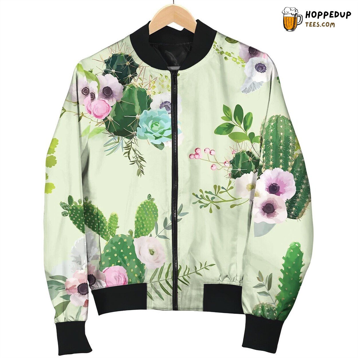 Tropical Summer Cactus Botanical Bomber Jacket