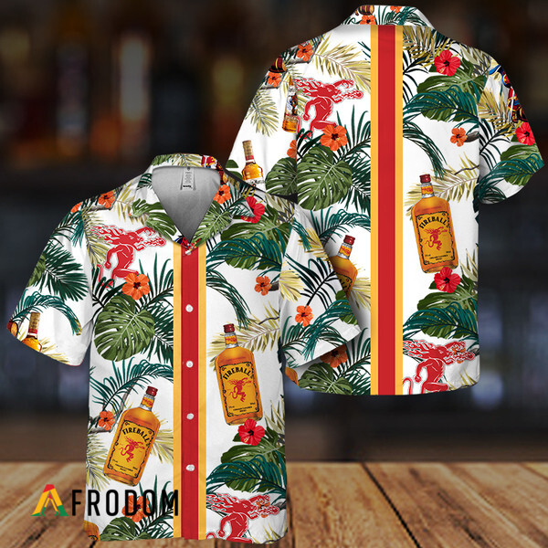 Tropical Summer Flowers Fireball Whisky Hawaiian Shirt HU