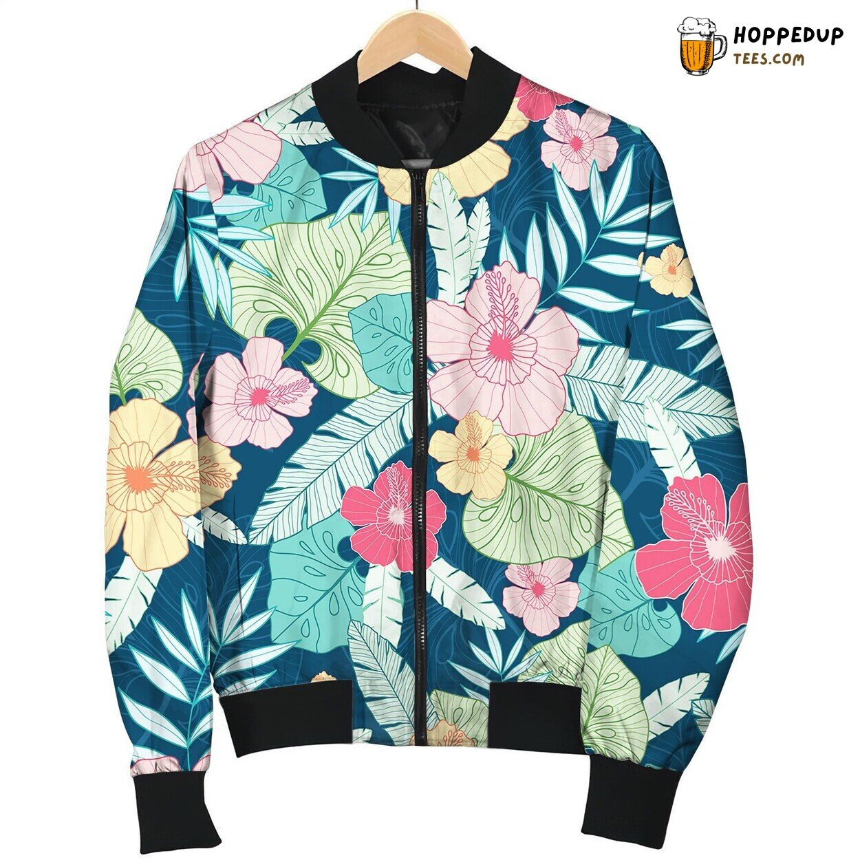Tropical Summer Hawaiian Seamless Pattern Bomber Jacket
