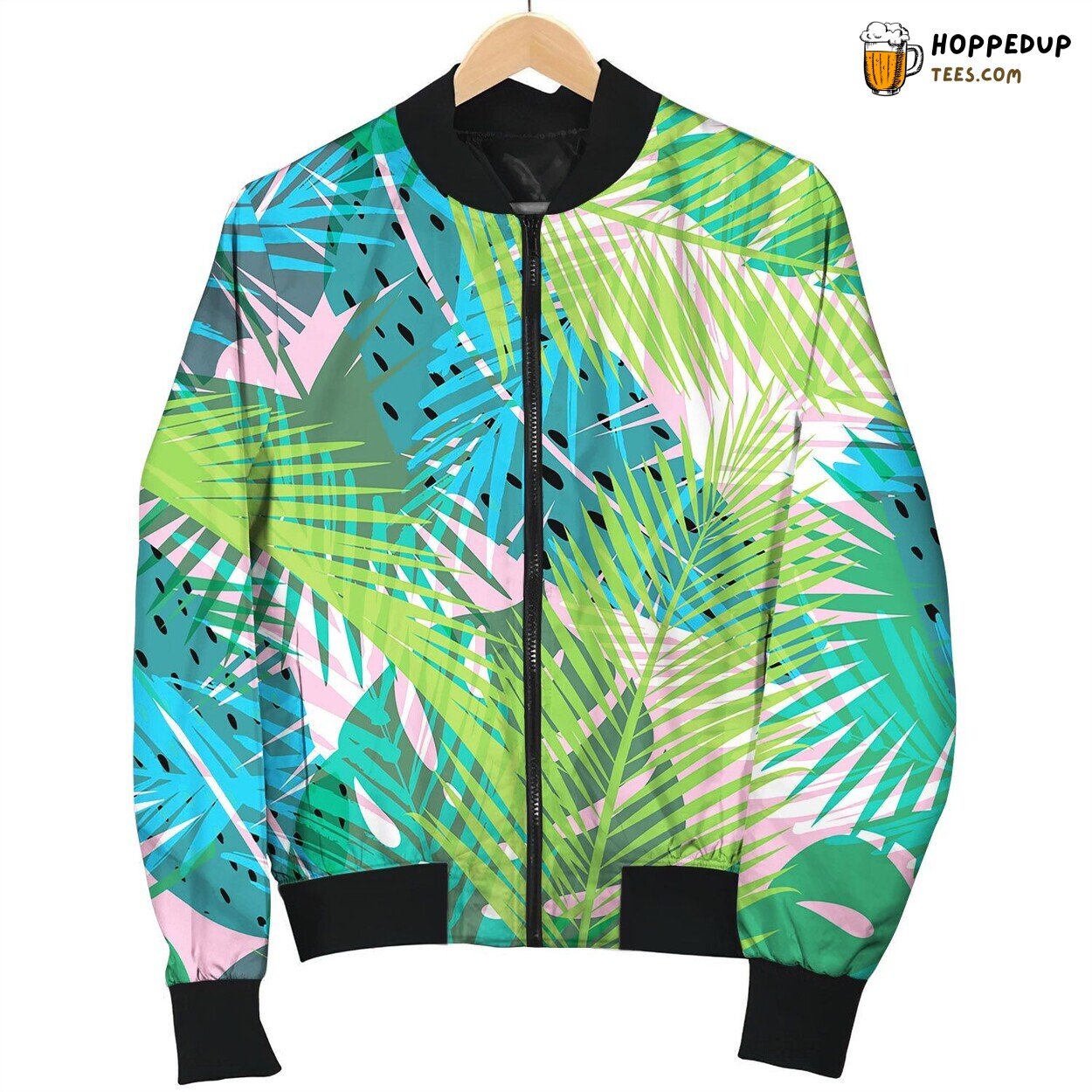 Tropical Summer Print With Palm Seamless Pattern Bomber Jacket