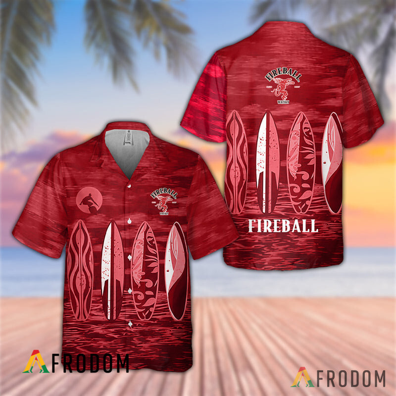 Tropical Surfboard Fireball Whisky Hawaiian Shirt HU