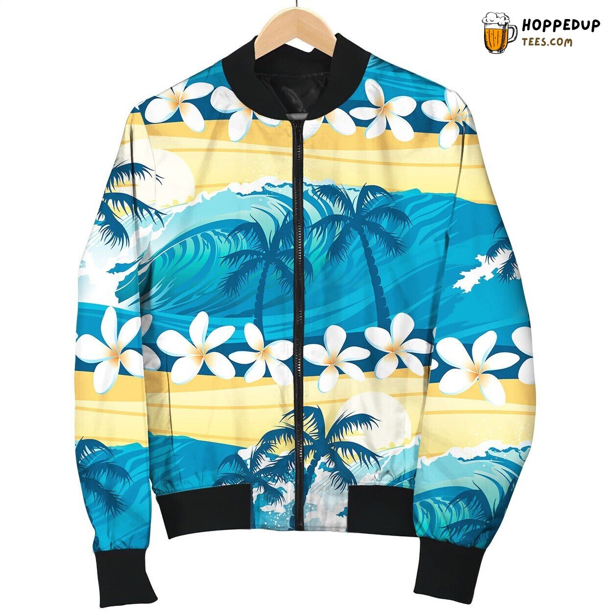Tropical Surfing With Palm Trees Seamless Pattern Bomber Jacket