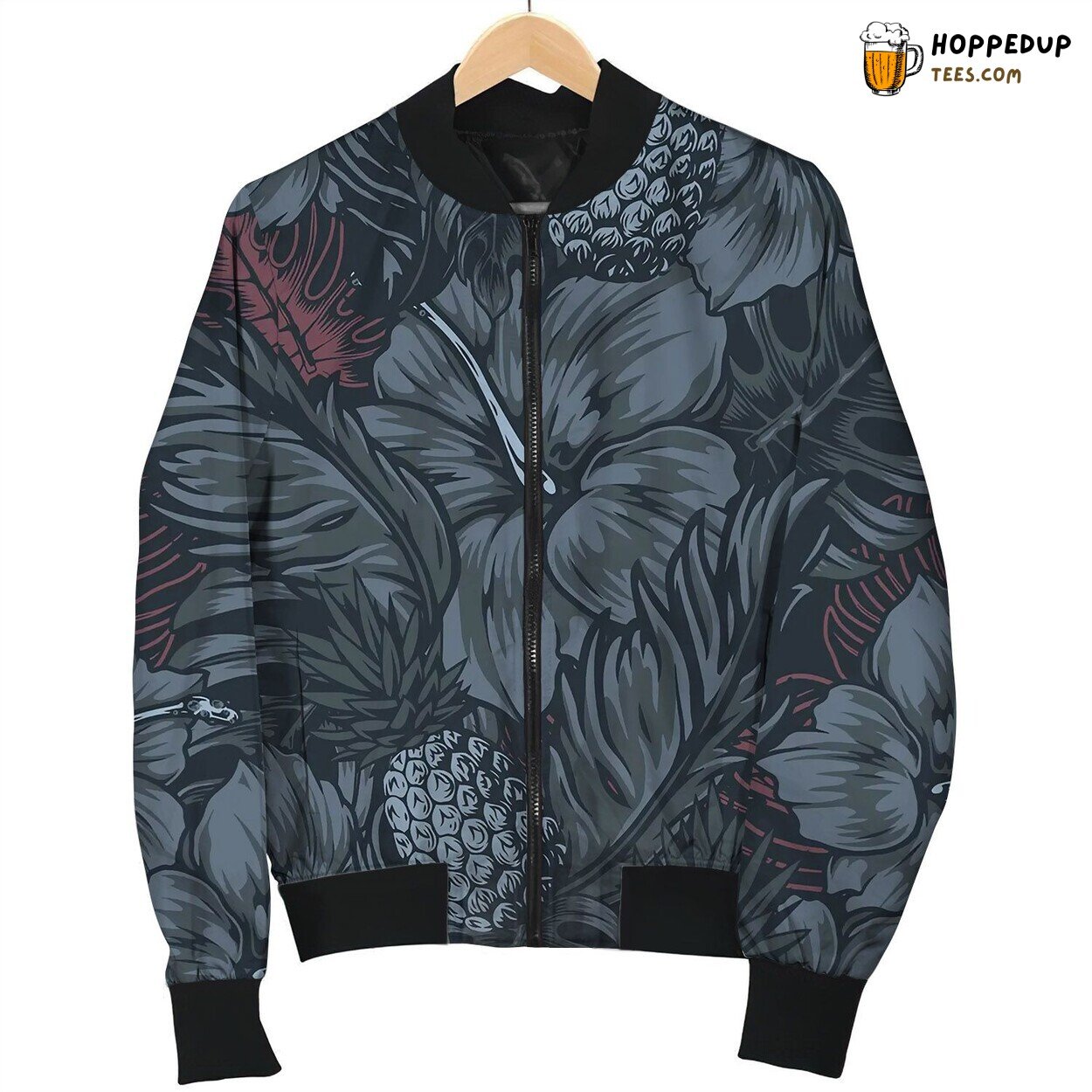 Tropical Vintage Dark Seamless Pattern Bomber Jacket