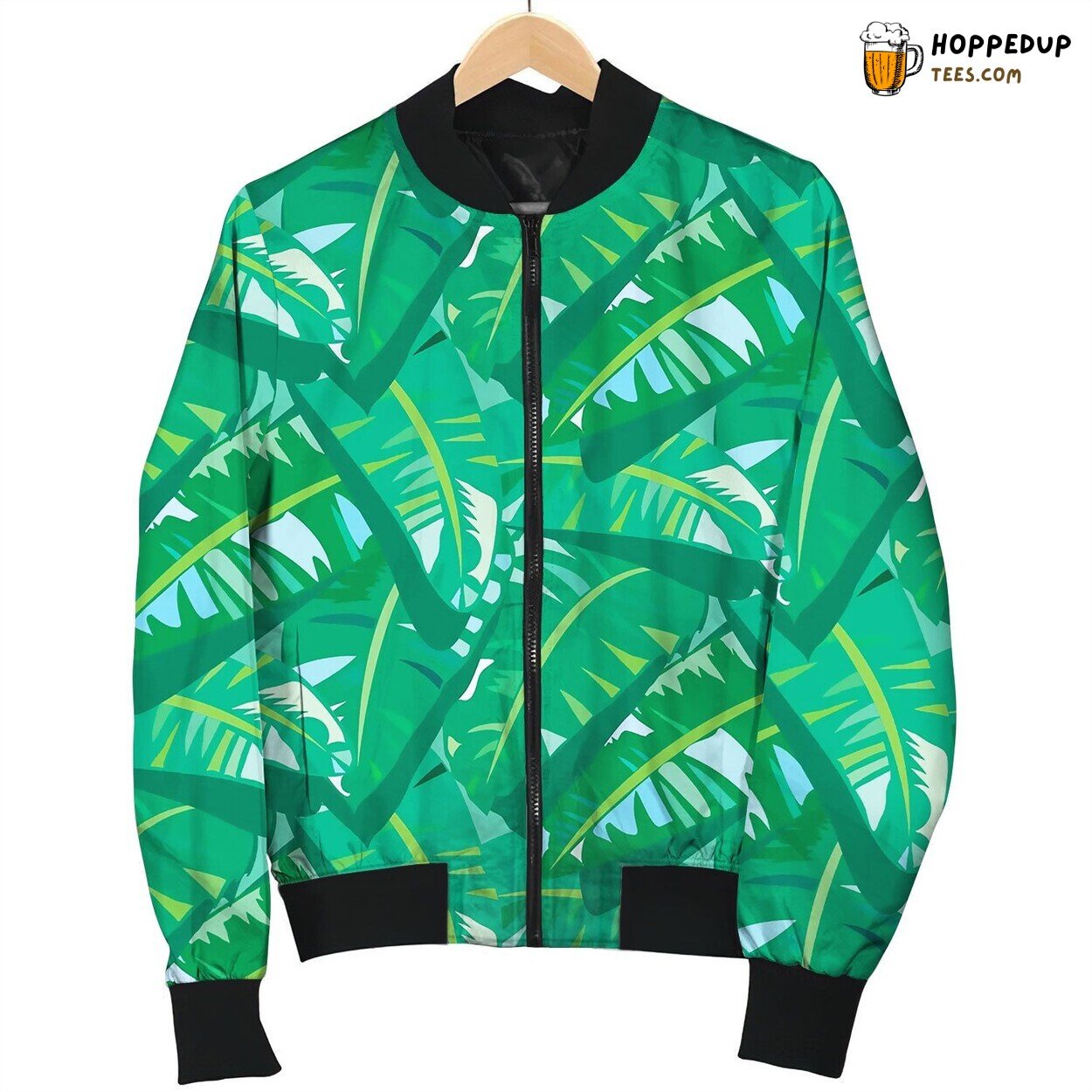 Tropical Vintage Pattern With Big Banana Leafs Bomber Jacket