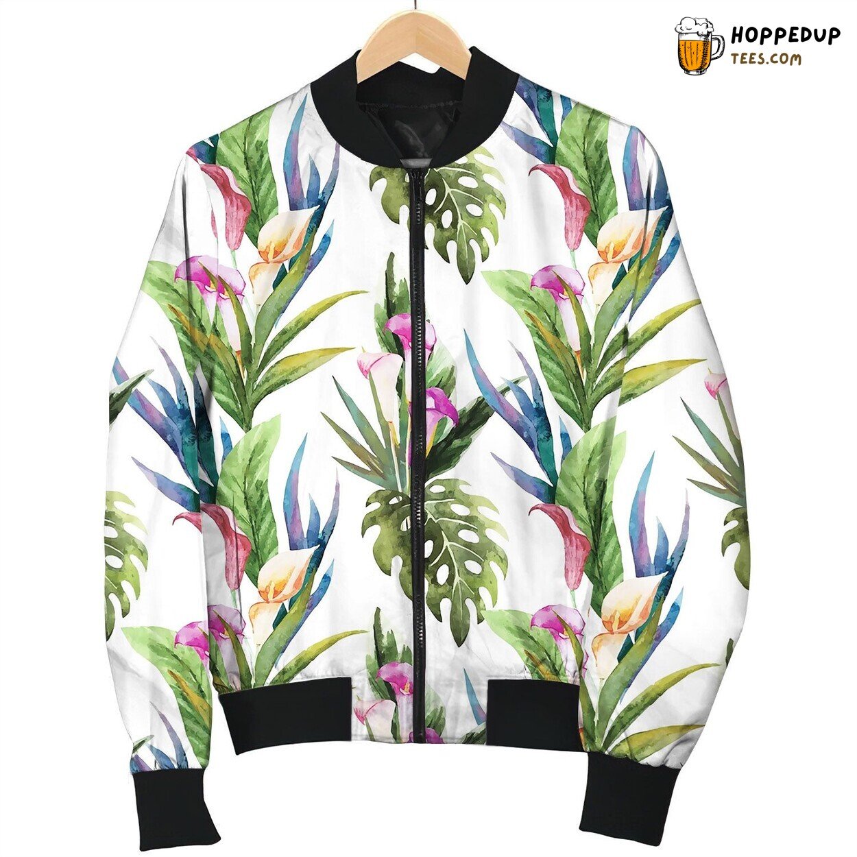Tropical Watercolor Seamless Pattern Beauty Bomber Jacket