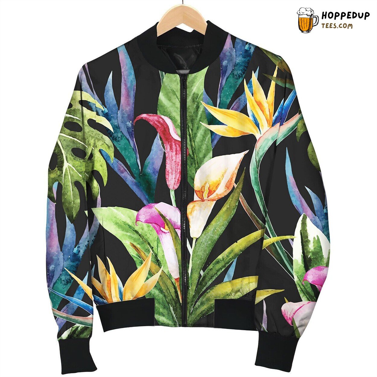 Tropical Watercolor Seamless Pattern Bomber Jacket