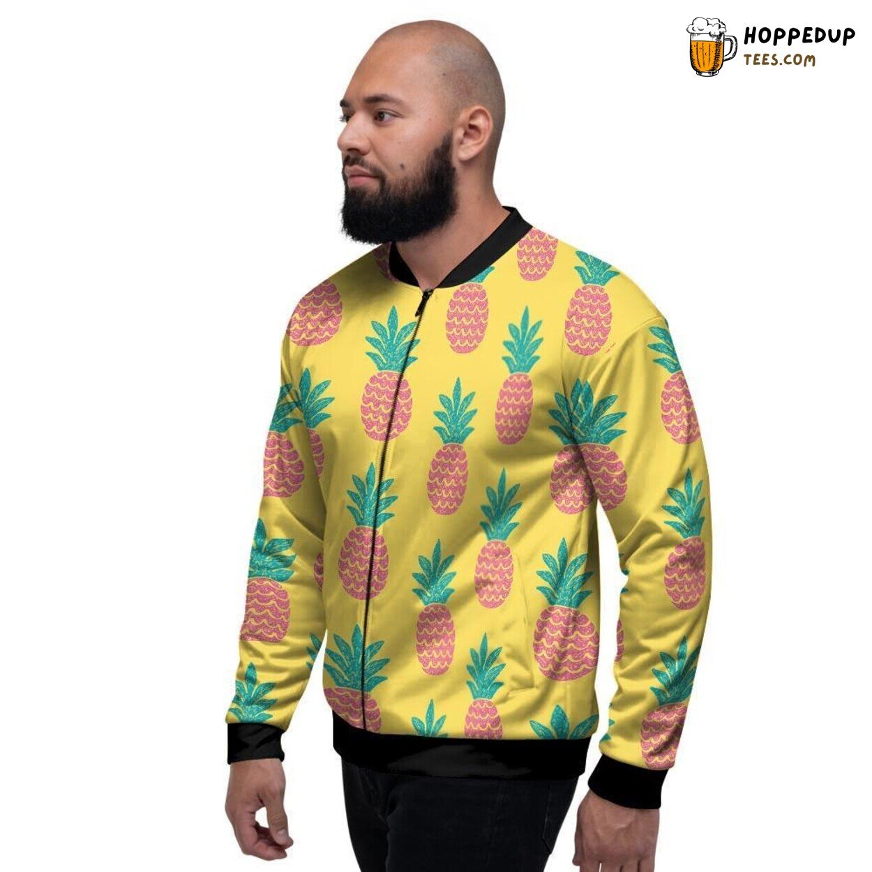 Tropical Yellow Pineapple Design Men’s Bomber Jacket Fresh Island Inspired Look