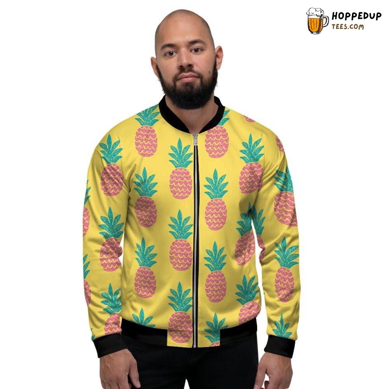 Tropical Yellow Pineapple Design Men’s Bomber Jacket Fresh Island Inspired Look