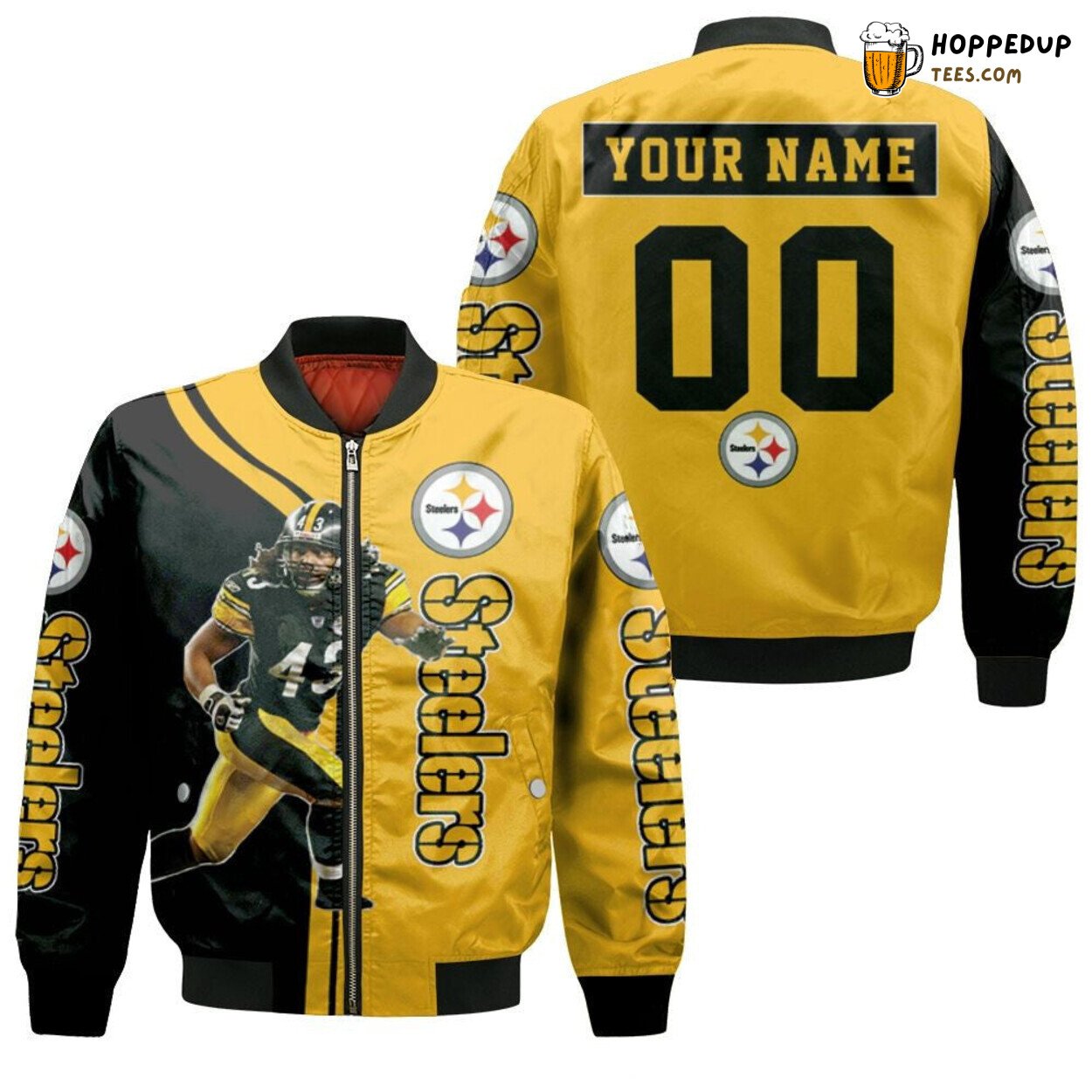 Troy Polamalu Pittsburgh Steelers Elite Super Bowl 3D Bomber Jacket